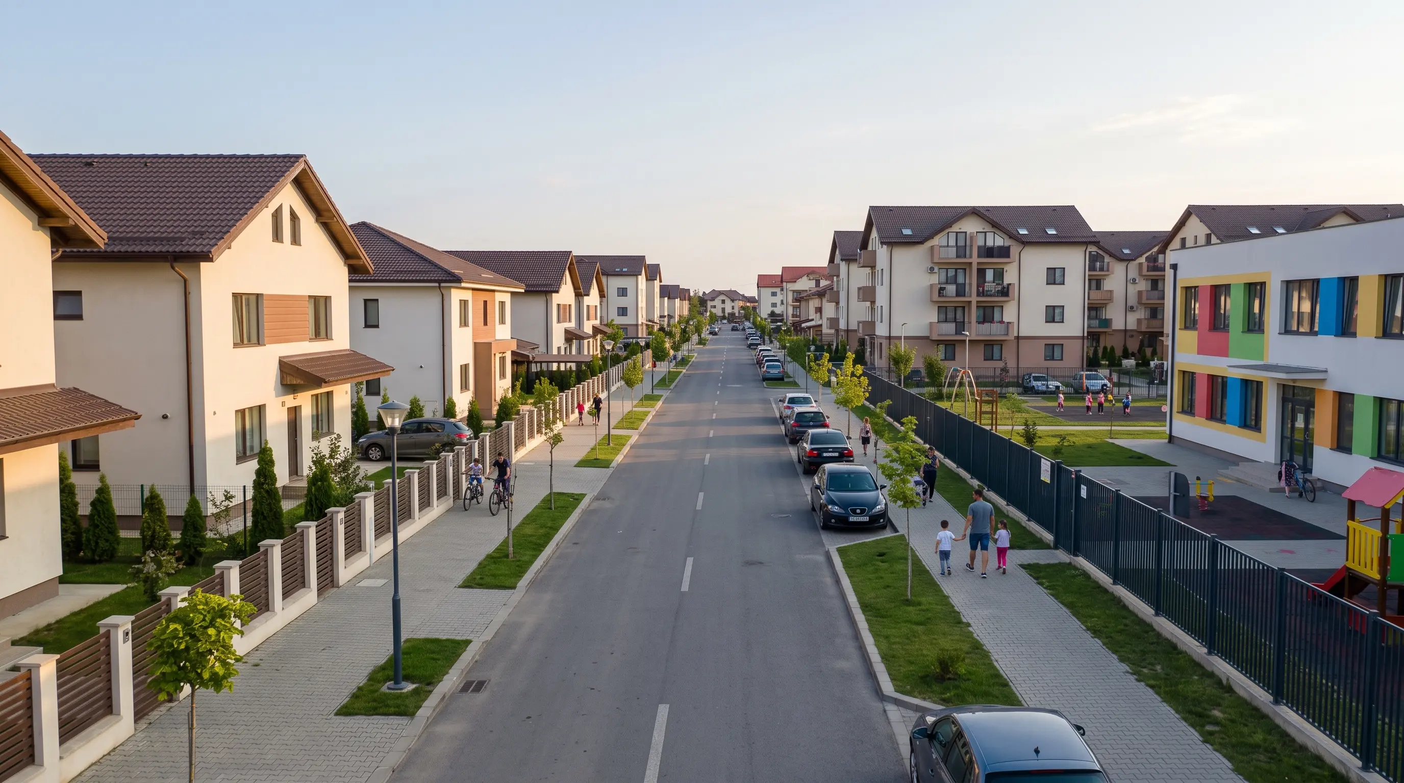 Safe suburban neighborhood and homes